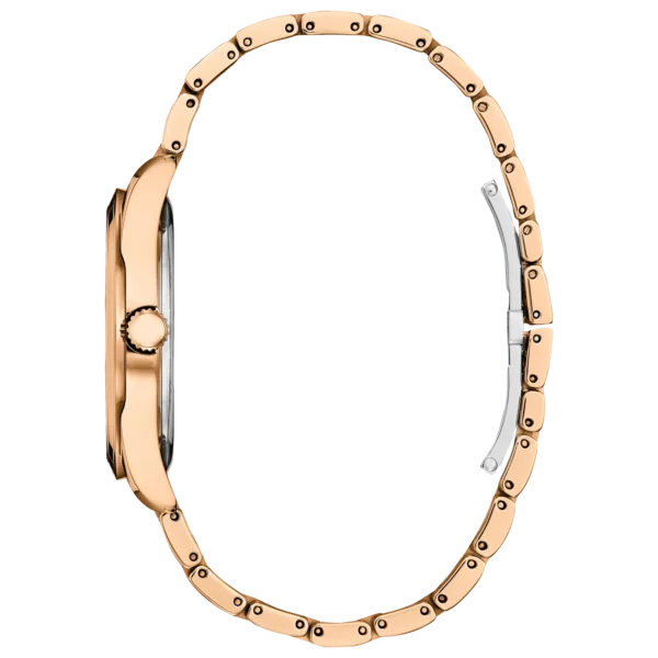 Reloj Citizen Arezzo con caja de acero inoxidable oro rosa y esfera blanca, ideal para uso diario