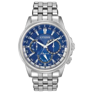 Citizen BU2021-51L - reloj con hora mundial, esfera azul y correa de acero inoxidable, disponible en Colombia
