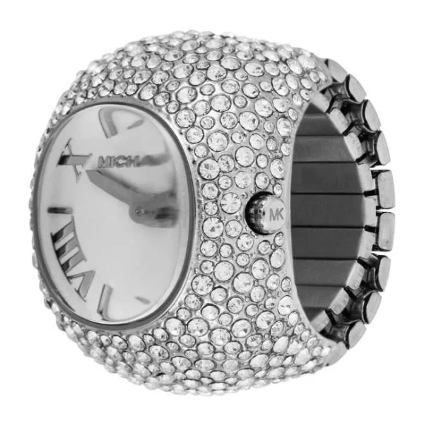 Michael Kors Rylee MK4848, lujoso anillo reloj de acero inoxidable con brillantez de cristales