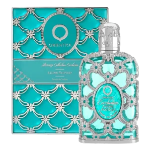 Perfume Orientica Azure Fantasy Extrait De Parfum 80ml, fragancia unisex fresca y sofisticada, frasco azul turquesa elegante