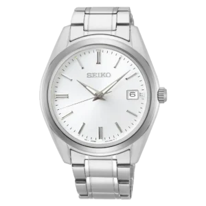 Seiko SUR307P1 - reloj de cuarzo para hombre con esfera plateada y cristal de zafiro