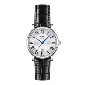 Reloj Tissot Carson Lady con esfera blanca y correa de cuero marrón
