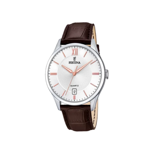 Reloj Festina F20426/4 con esfera blanca y correa de cuero marrón – Mundo Reloj Barranquilla