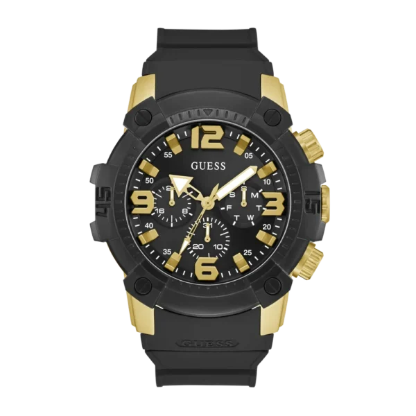 Reloj GUESS Linebacker GW0911G3 para hombre en dorado y negro, a la venta en Mundo Reloj Barranquilla