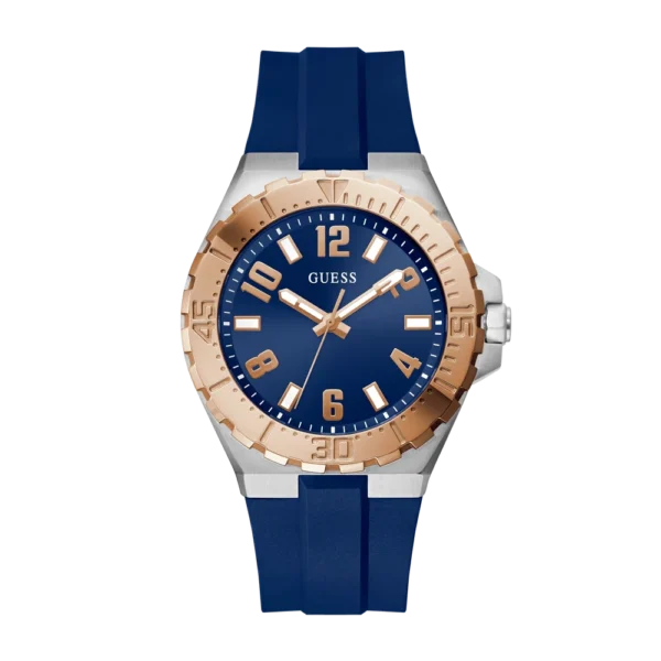 Reloj Guess GW0906G3 Nova para hombre, esfera azul, bicolor y correa de silicona, disponible en Mundo Reloj
