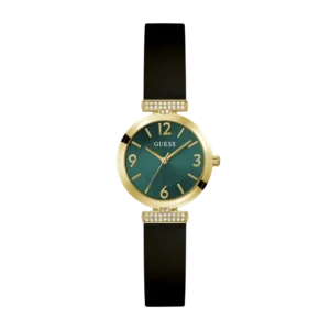 Reloj GUESS Array GW0912L4 para mujer con caja dorada y dial verde, disponible en Barranquilla.