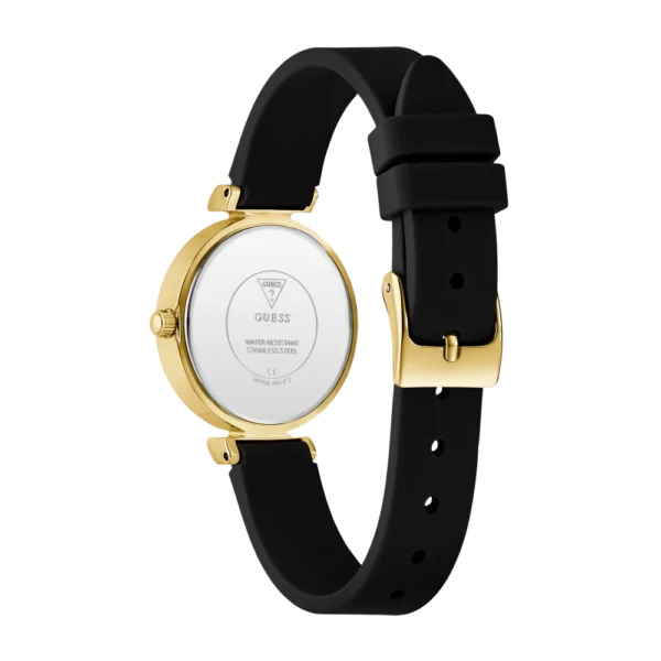 Detalle de los cristales en el bisel del reloj GUESS GW0912L4 para dama, a la venta en Colombia