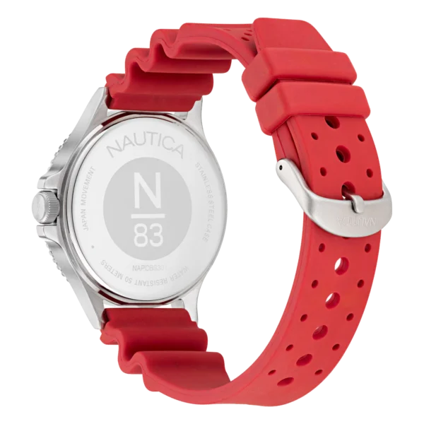 Reloj ecológico Nautica NAPCBS301 con correa reciclada roja – tienda de relojes Barranquilla