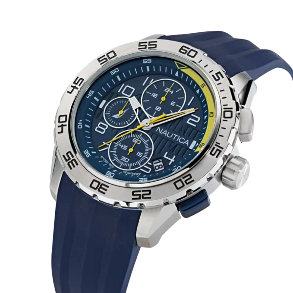 Detalle del dial azul del reloj Nautica Pacific Beach NAPPBS301 – comprar en Colombia
