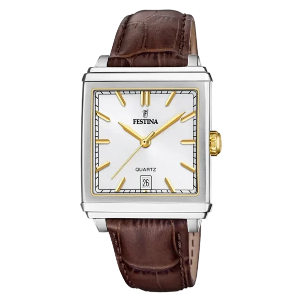Reloj Festina On The Square F20681/4 rectangular para hombre, con correa de cuero, en Mundo Reloj Barranquilla.