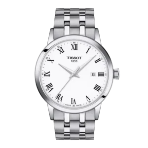Reloj Tissot Classic Dream T129.410.11.013.00 para hombre con dial blanco, elegancia suiza