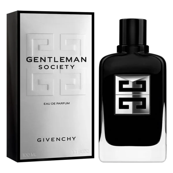 Caja y botella del perfume amaderado Givenchy Gentleman Society, compra segura con envío a toda Colombia