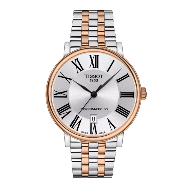 Reloj Tissot Carson Powermatic 80 bicolor esfera plateada – Mundo Reloj Barranquilla