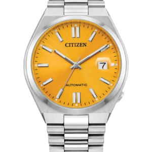 Reloj Citizen Tsuyosa NJ0150-56Z automático con dial amarillo y brazalete de acero inoxidable integrado