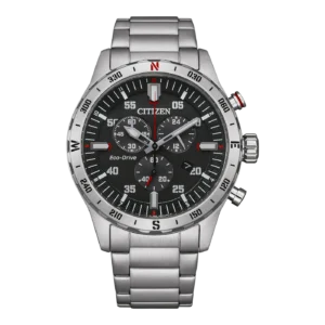 Reloj Citizen AT2520‑89E cronógrafo Eco‑Drive para hombre con dial negro y correa de acero