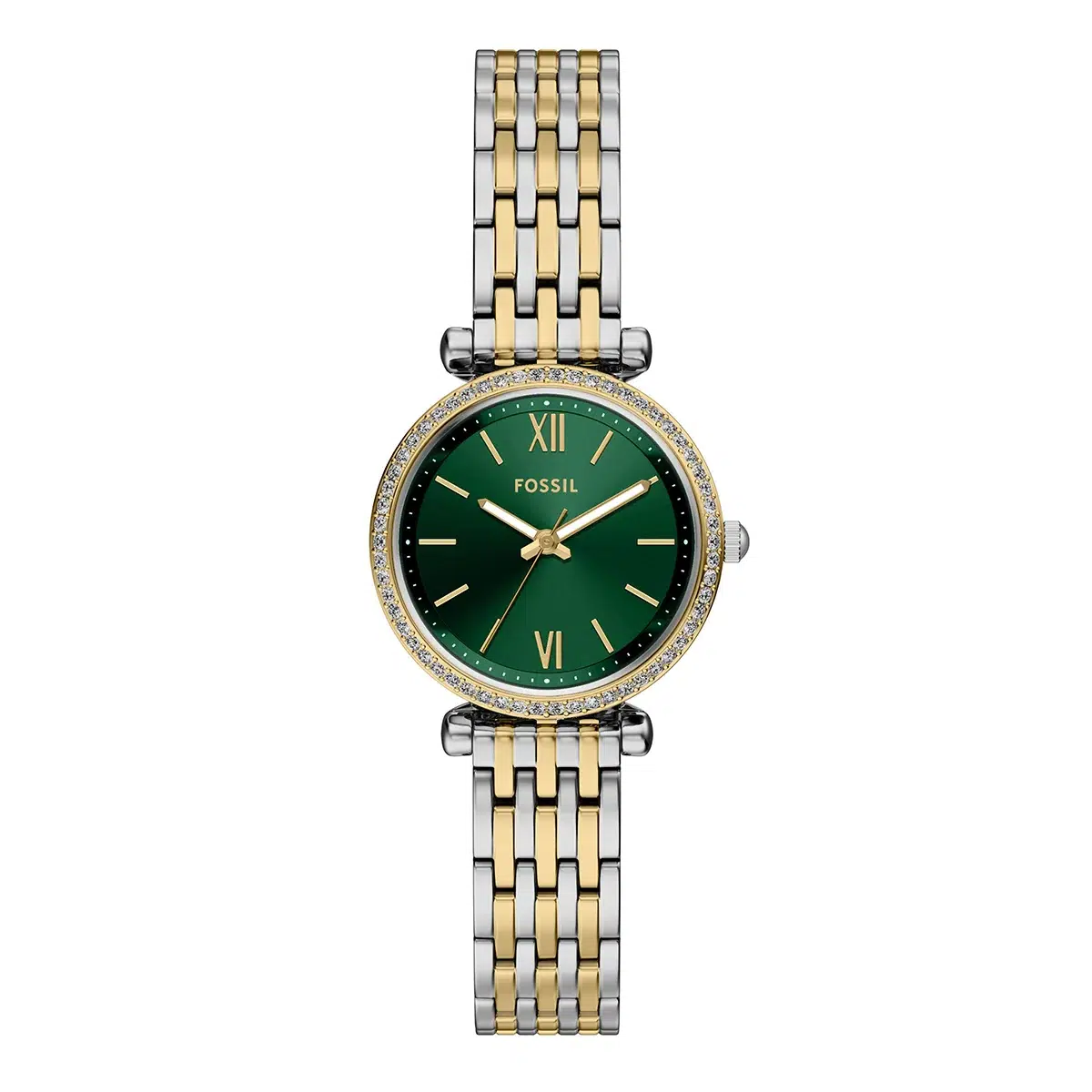 Reloj Fossil ES5439 de mujer en acero dos tonos con esfera verde, vista frontal