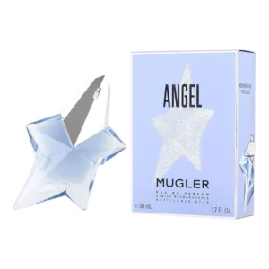 Perfume Mugler Angel 50ml junto a su caja original azul metálica