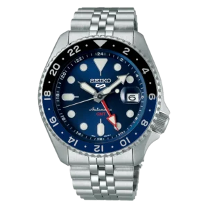 Seiko 5 Sports GMT SSK003K1 automático con bisel azul/negro y aguja GMT amarilla