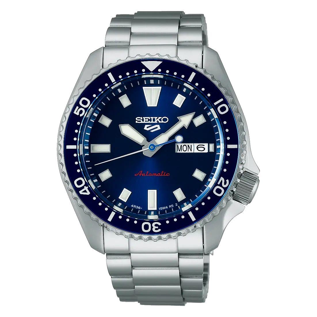 Seiko 5 Sports SRPL83K1 automático con esfera azul sunburst y bisel brillante