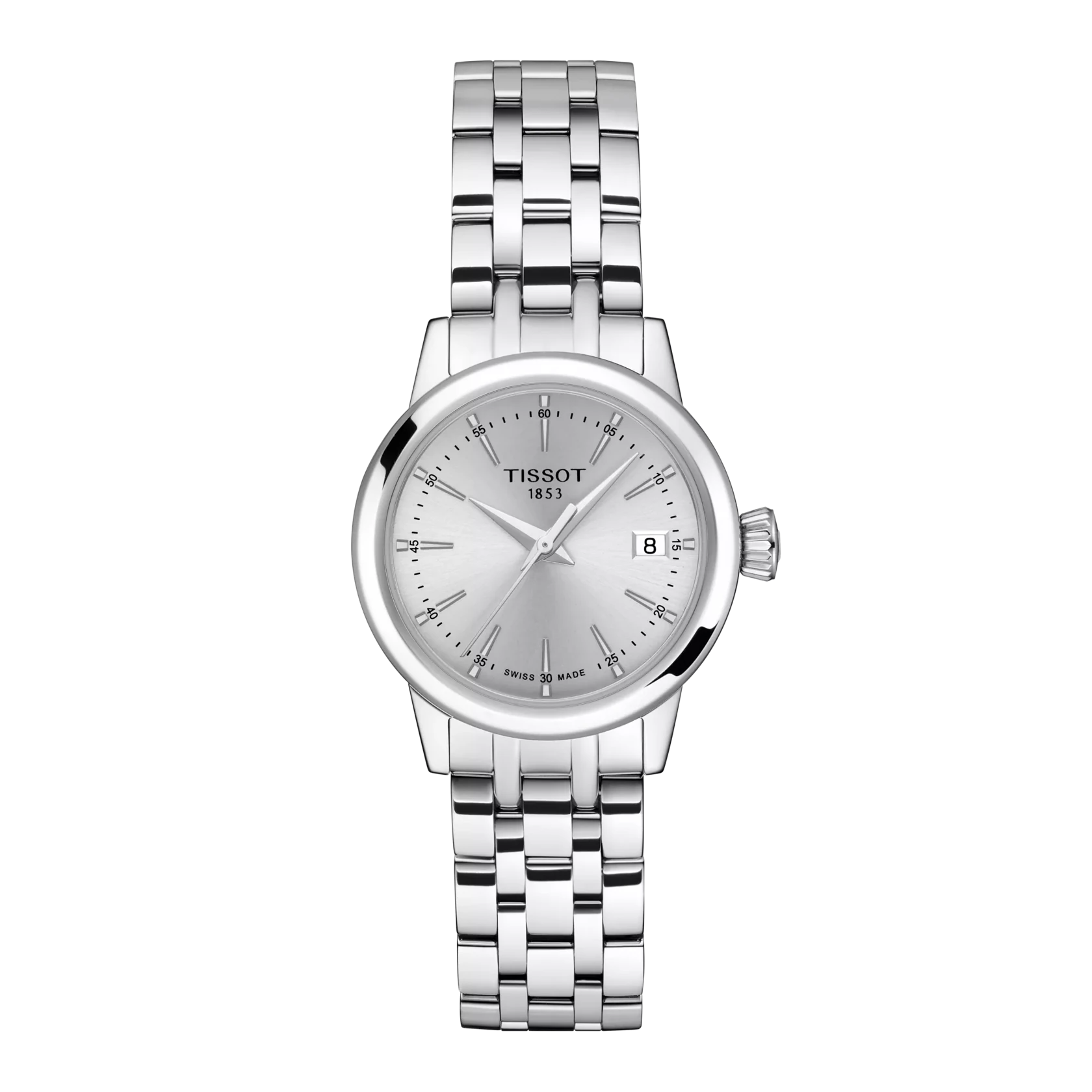 Tissot Classic Dream 28mm T129.210.11.031.00 con esfera plateada y brazalete de acero