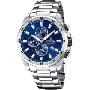 Inicio 2 Reloj Festina Chrono Sport hombre 45mm acero con esfera azul sunray vista frontal